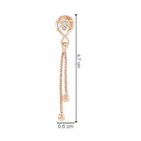 Etnico Valentines Special Sparkling Glamorous Rose Gold Plated Floral Shape Stud CZ and American Diamond Tassel Drop Fashionable Earrings for Women/Girls