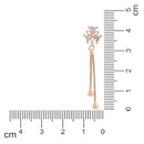 Etnico Valentines Special Sparkling Glamorous Rose Gold Plated Floral Shape Stud CZ and American Diamond Tassel Drop Fashionable Earrings for Women/Girls