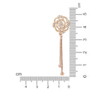 Etnico Rose Gold Plated Floral Shape Sparkling Stud CZ American Diamond Mother's Day Special Pearl Studed Tassel Drop Fashionable Earrings for Women