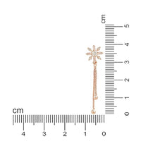 Etnico Valentines Special Sparkling Glamorous Rose Gold Plated Floral Shape Stud CZ and American Diamond Tassel Drop Fashionable Earrings for Women/Girls