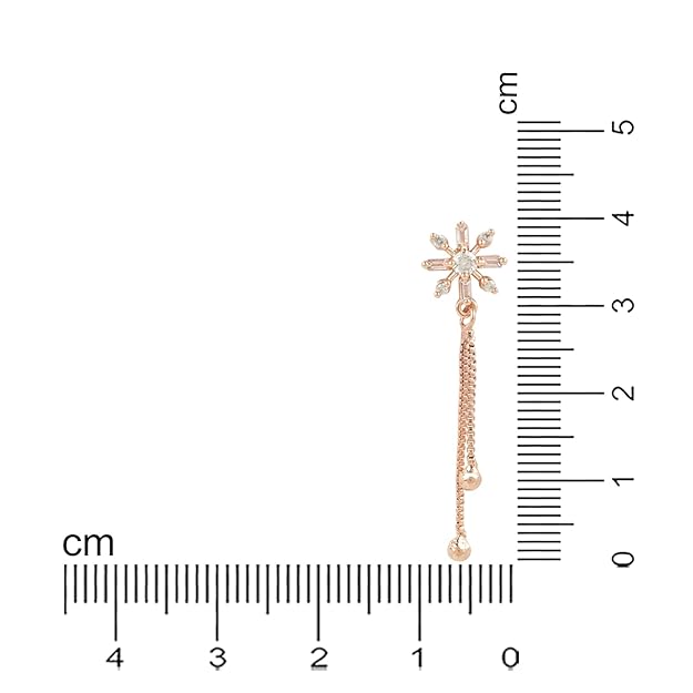 Etnico Valentines Special Sparkling Glamorous Rose Gold Plated Floral Shape Stud CZ and American Diamond Tassel Drop Fashionable Earrings for Women/Girls