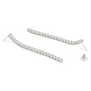 Etnico Silver Plated Sparkling Glamorous CZ and American Diamond Mother's Day Special Tassel Drop Fashionable Earrings for Women