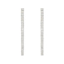 Etnico Valentines Special Sparkling Glamorous Silver Plated CZ and American Diamond Tassel Drop Fashionable Earrings for Women/Girls