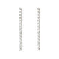 Etnico Valentines Special Sparkling Glamorous Silver Plated CZ and American Diamond Tassel Drop Fashionable Earrings for Women/Girls