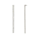 Etnico Valentines Special Sparkling Glamorous Silver Plated CZ and American Diamond Tassel Drop Fashionable Earrings for Women/Girls