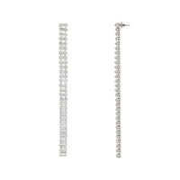 Etnico Valentines Special Sparkling Glamorous Silver Plated CZ and American Diamond Tassel Drop Fashionable Earrings for Women/Girls