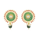 Etnico Gold Plated Traditional Meenakari Kundan Studded Pearl Drop Chandbali Earrings For Women & Girls (E3123G)