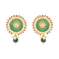 Etnico Gold Plated Traditional Meenakari Kundan Studded Pearl Drop Chandbali Earrings For Women & Girls (E3123G)