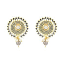 Etnico Gold Plated Traditional Meenakari Kundan Studded Pearl Drop Chandbali Earrings For Women & Girls (E3123Gr)