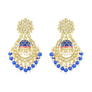 Etnico Gold Plated Traditional Meenakari Kundan Studded Pearl Dangle Jhumki Earrings For Women & Girls (E3125Bl)