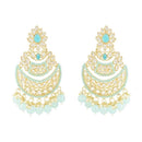 Etnico Gold Plated Intricately Designed Traditional Meena Work Kundans & Pearls Chandbali Earrings For Women (E3012) (Sky Blue)