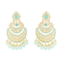 Etnico Gold Plated Intricately Designed Traditional Meena Work Kundans & Pearls Chandbali Earrings For Women (E3012) (Sky Blue)