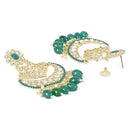 Etnico Gold Plated Traditional Handcrafted Pearl Kundan Beaded Chandbali Earrings for Women & Girls (Green)