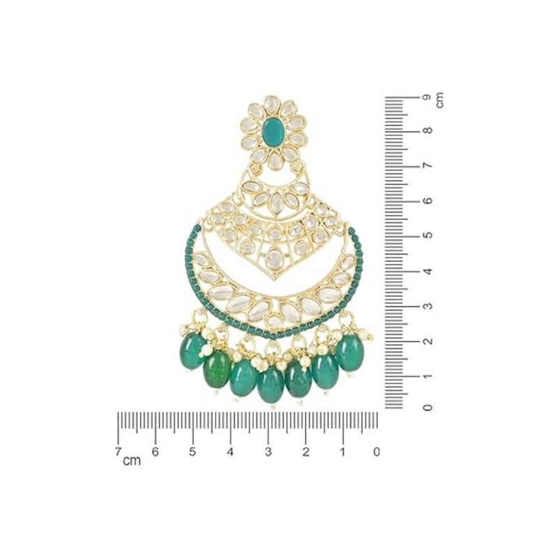 Etnico Gold Plated Traditional Handcrafted Pearl Kundan Beaded Chandbali Earrings for Women & Girls (Green)