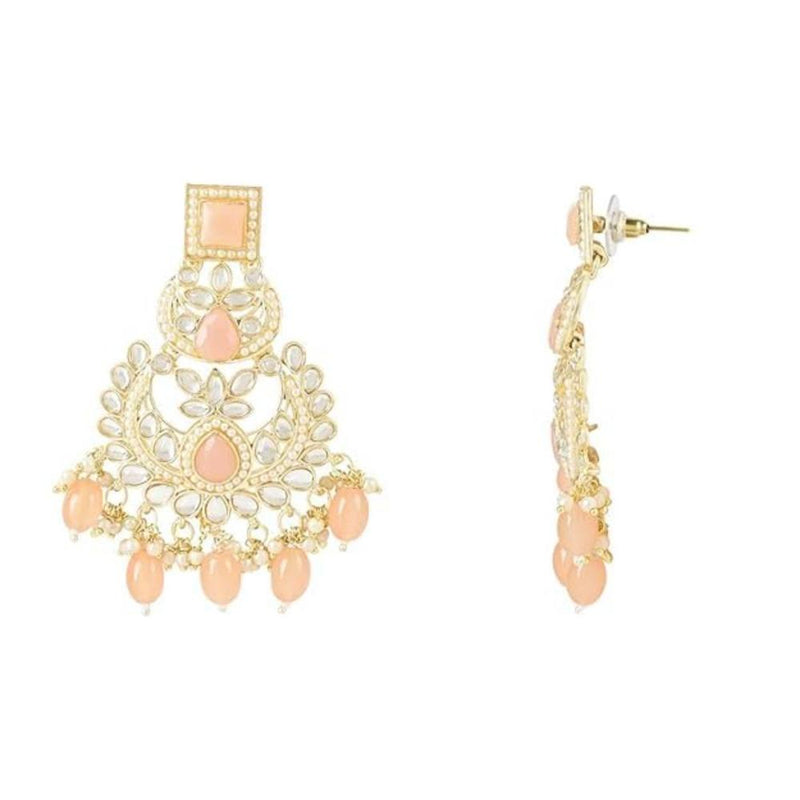 Etnico Gold Plated Traditional Kundan Pearl Chandbali Earrings For Women/Girls (E3135Pe)