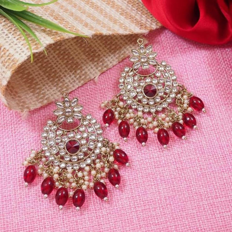 Etnico Gold Plated Traditional Kundan Pearl Chandbali Earrings For Women And Girls (E3153M)