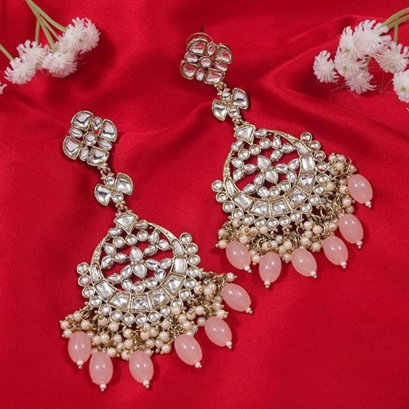 Etnico Gold Plated Traditional Kundan & Pearl Chandbali Earrings For Women (E3157Pe)