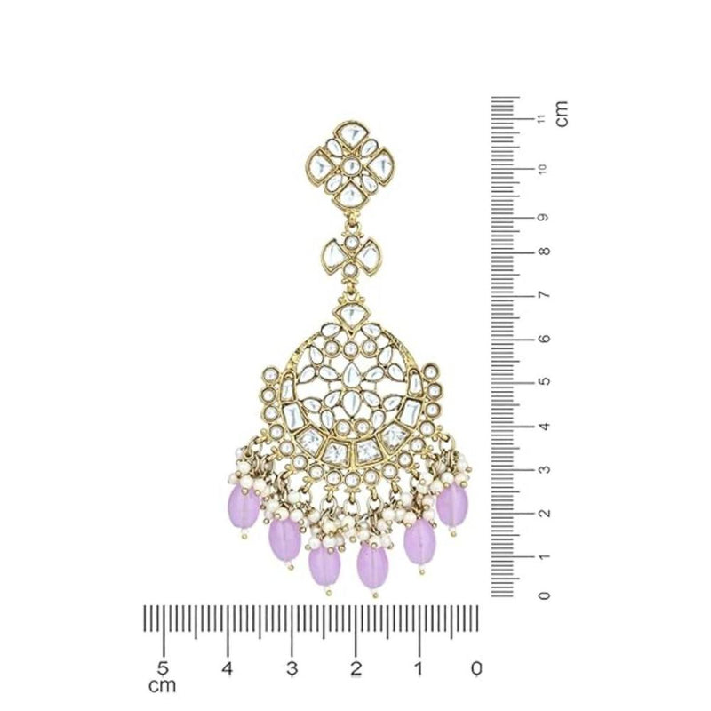 Etnico Gold Plated Traditional Kundan & Pearl Chandbali Earrings For Women (E3157Pu)