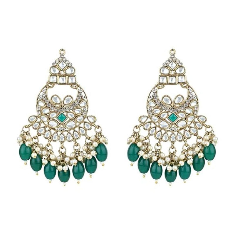 Etnico Gold Plated Traditional Kandan & Pearls Chandbali Earrings For Women (E3158G)