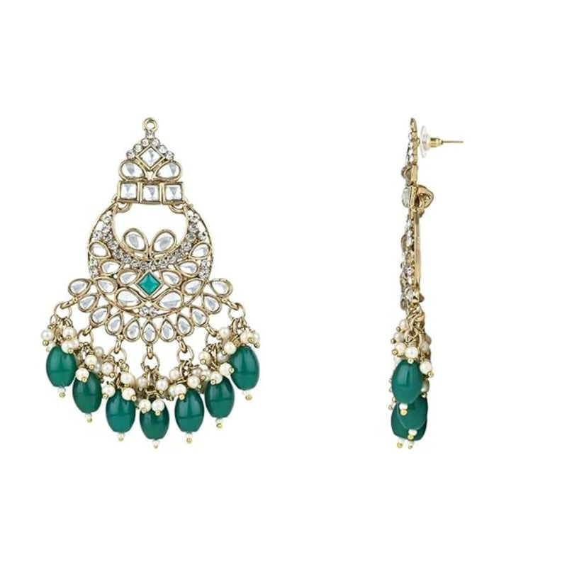 Etnico Gold Plated Traditional Kandan & Pearls Chandbali Earrings For Women (E3158G)