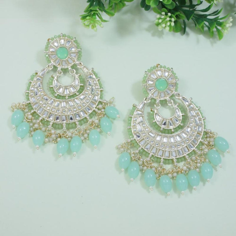 Etnico Gold Plated Traditional Kundan Pearl Chandbali Earrings For Women And Girls (E3159Min)