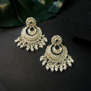 Etnico Gold Plated Traditional Kundan Pearl Chandbali Earrings For Women And Girls (E3159W)