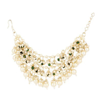 Etnico Gold Plated Traditional Multi-Layer Pearl Beaded Pair of Ear Chains for Women