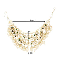 Etnico Gold Plated Traditional Multi-Layer Pearl Beaded Pair of Ear Chains for Women