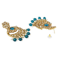Etnico Gold Plated Traditional Handcrafted Kundan Pearl Floral Design Earrings For Women/Girls