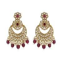 Etnico Gold Plated Traditional Handcrafted Kundan Pearl Floral Design Earrings For Women/Girls