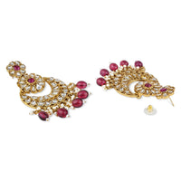 Etnico Gold Plated Traditional Handcrafted Kundan Pearl Floral Design Earrings For Women/Girls