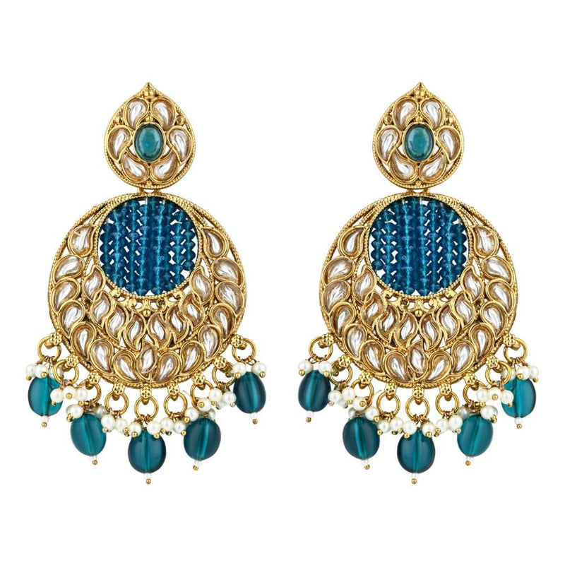 Etnico Gold Plated Traditional Handcrafted Kundan Pearl Chandbali Earrings For Women (E3176PG)