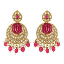 Etnico Gold Plated Traditional Handcrafted Kundan Pearl Chandbali Earrings For Women/Girls