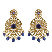 Etnico Gold Plated Traditional Handcrafted Kundan Pearl Floral Design Earrings For Women/Girls