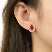 Etnico Timeless Crystal Accented CZ American Diamond Stud Earrings for Women/Girls