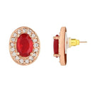 Etnico Timeless Crystal Accented CZ American Diamond Stud Earrings for Women/Girls