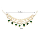 Etnico Gold Plated Traditional Layered Pearl Beaded Ear Chain with Stone Drops for Women