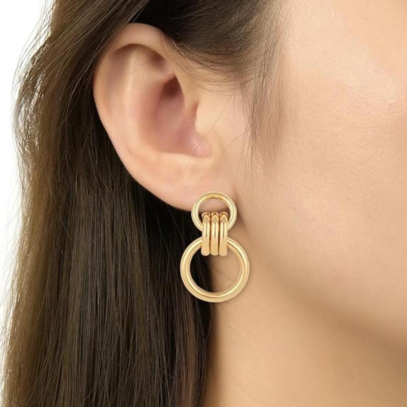 Etnico Latest Stylish Gold Plated Geometric Chunky Dangler Earrings For Women (E3195FL) (Style5)