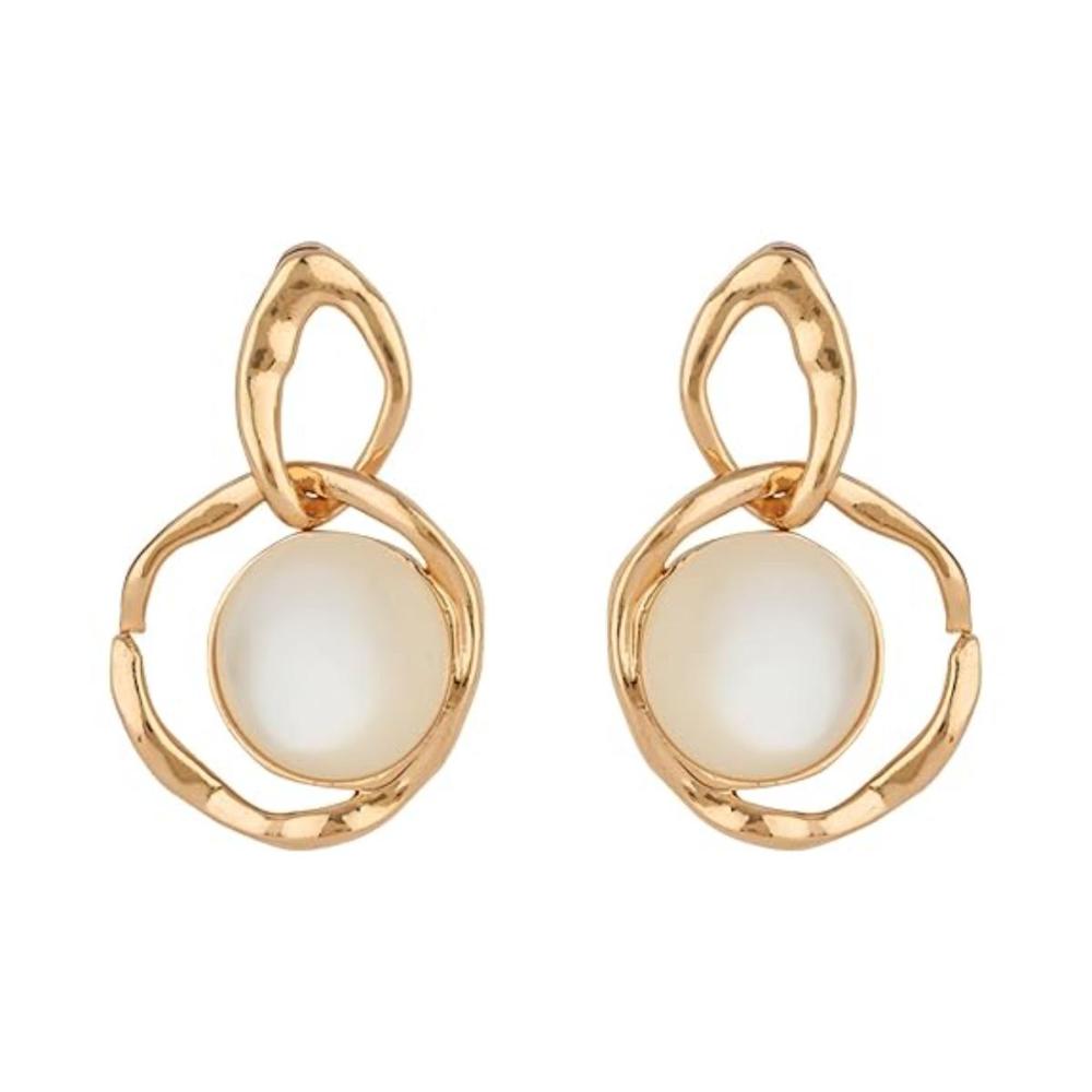 Etnico Latest Fashion Stylish Gold Plated Lightweight Freshwater Pearl Drop Dangler Chunky Earrings For Women (E3197W)