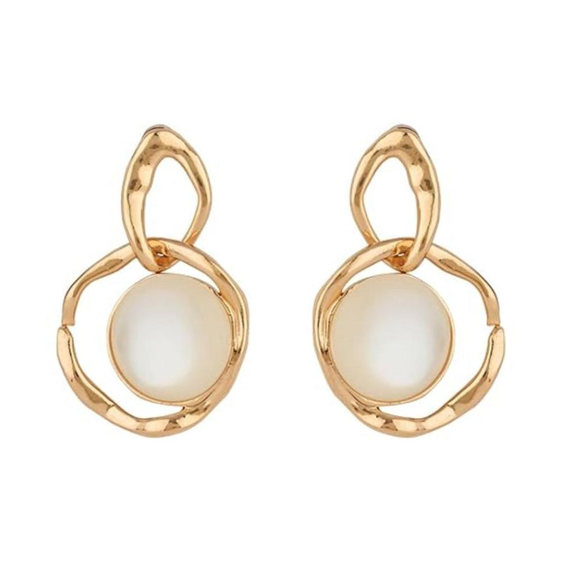 Etnico Latest Fashion Stylish Gold Plated Lightweight Freshwater Pearl Drop Dangler Chunky Earrings For Women (E3197W)