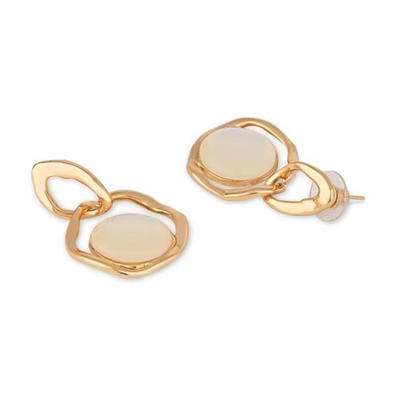 Etnico Latest Fashion Stylish Gold Plated Lightweight Freshwater Pearl Drop Dangler Chunky Earrings For Women (E3197W)