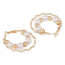 Etnico Latest Fashion Stylish Gold Plated Lightweight Round Pearl Hoop Earrings For Women