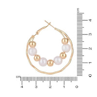 Etnico Latest Fashion Stylish Gold Plated Lightweight Round Pearl Hoop Earrings For Women