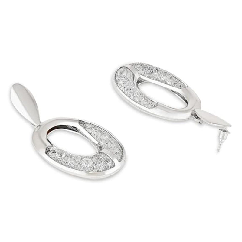 Etnico Latest Fashion Stylish Silver Plated Lightweight Classic Chunky Hoops Earrings For Women (E3204S)