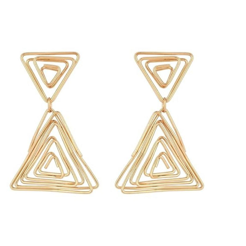 Etnico Latest Stylish Gold Plated Trendy Triangle Shape Chunky Dangler Earrings For Women (Style16) (E3205FL)