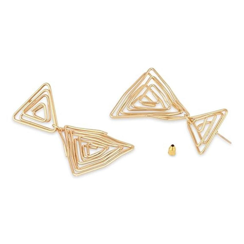 Etnico Latest Stylish Gold Plated Trendy Triangle Shape Chunky Dangler Earrings For Women (Style16) (E3205FL)