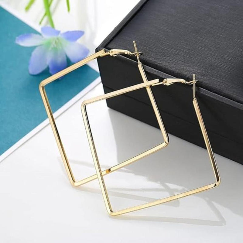 Etnico Gold Plated Square Shaped Earrings For Women (3206FL)