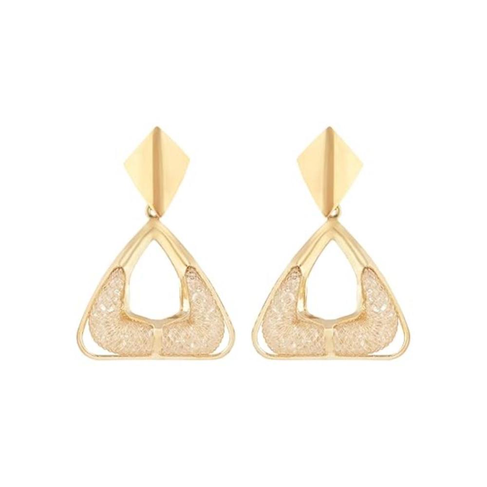 Etnico Latest Fashion Stylish Gold Plated Trendy Triangle Shape Chunky Dangler Earrings For Women