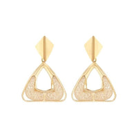 Etnico Latest Fashion Stylish Gold Plated Trendy Triangle Shape Chunky Dangler Earrings For Women