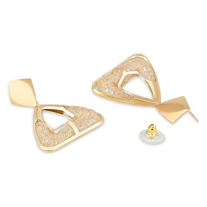 Etnico Latest Fashion Stylish Gold Plated Trendy Triangle Shape Chunky Dangler Earrings For Women